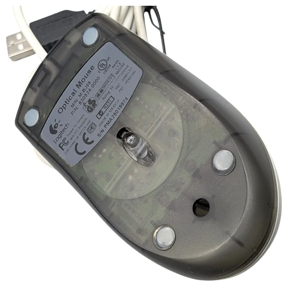 Logitech M-BJ58 USB Optical Mouse Computer‎ PC Wired Scroll Wheel Office Gray